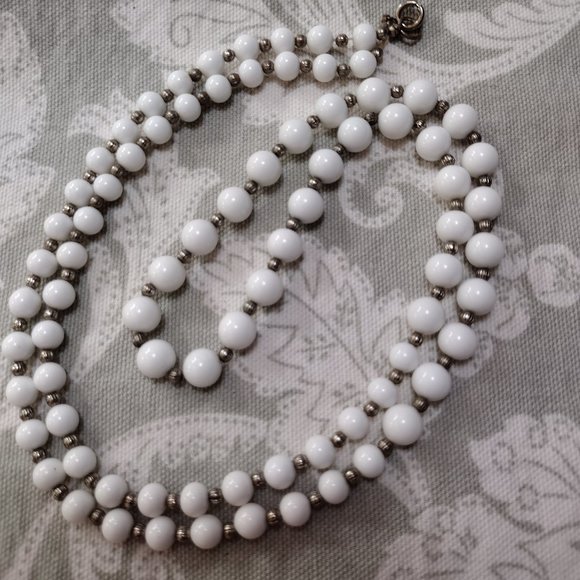 Vintage Jewelry Vintage Milk Glass Bead Necklace Poshmark